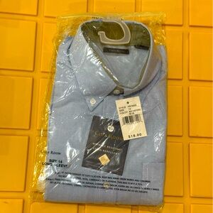 Club Room Boys Blue Long Sleeve Button Down Shirt Size 14 Boys XL NWT
